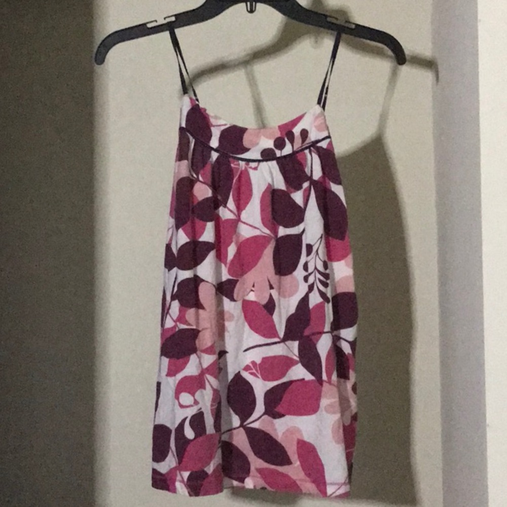 Pinkish floral printed top with spaghetti straps
